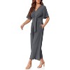 Imily Bela Effortless Summer Style Womens Tie Front Wide Leg Jumpsuit with Flowy Comfort - 4 of 4