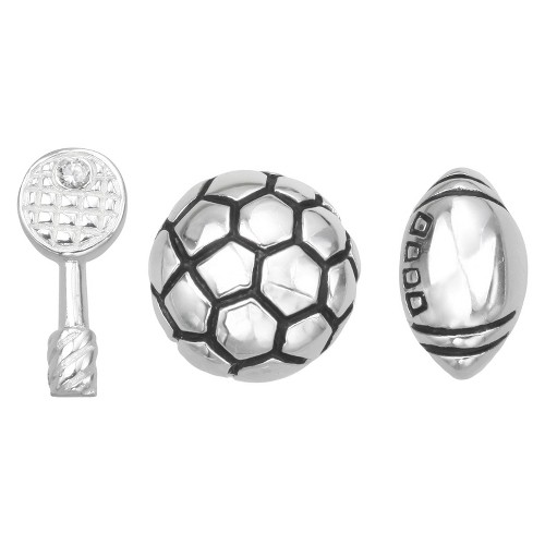 'Treasure Lockets 3 Silver Plated Charm Set with ''Go Team'' Theme - Silver, Women's'