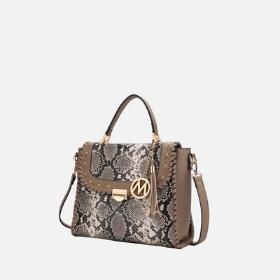 MKF Collection Lilli Vegan Leather Satchel Bag for Women by Mia K  - Taupe