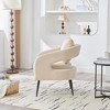 Vynxaria Modern Velvet Open Back Accent Chair with Metal Legs ¨C Cozy Barrel Lounge Chair in Green - 3 of 4