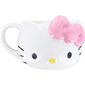 Silver Buffalo Hello Kitty Pink Bow 20 Ounce Ceramic Molded Mug - 1 of 4
