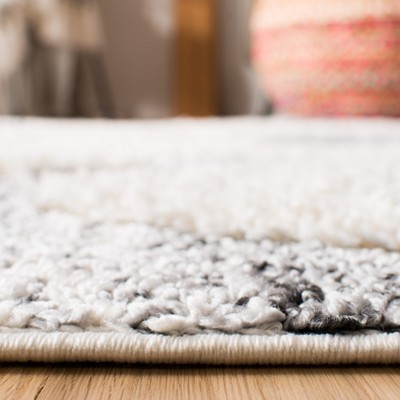 Gray Diamond Braided Shag Rectangular Synthetic Rug
