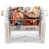 DSVIMOY Portable BBQ Grill, Foldable Charcoal Grill for Camping, Garden, Outdoor Travel, Beige & Silver, 15"*15"*10" - 2 of 4