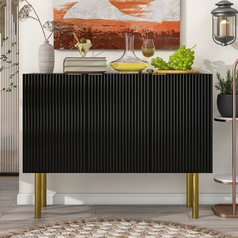 Modern Sideboard, Buffet  Cabinet with Metal handles & Legs and Adjustable Shelves-ModernLuxe, 2 of 11