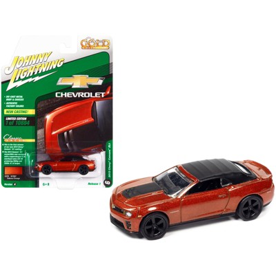 2013 Chevrolet Camaro ZL1 Convertible Inferno Orange Met. w/Black Top Ltd Ed 10884 pcs 1/64 Diecast Model Car Johnny Lightning