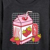 Women's - Instant Message - Strawberry Milk Lightweight French Terry Wide Neck Long Sleeve Graphic Shirt - 2 of 4