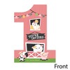 Big Dot of Happiness 1st Birthday Girl Farm Animals - Shaped Fill-In - Pink Barnyard First Birthday Party Invitation Cards with Envelopes - Set of 12 - 3 of 4