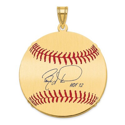 Black Bow Jewelry 14K Gold Plated Barry Larkin Signature LG Enamel Baseball Pendant