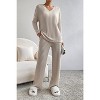 Ribbed Knit V Neck Slouchy Two-piece Loungewear Set - 2 of 2