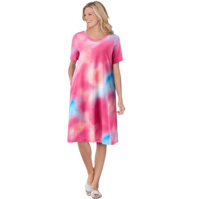 Woman Within Plus Size Perfect Short-Sleeve Crewneck Tee Dress