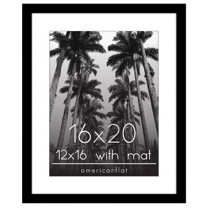 Americanflat 16x20 Picture Frame with Polished Plexiglass, Use as 12x16 Frame with Mat or 16x20 Frame Without Mat, Epic Collection, Black - 1 of 4
