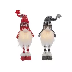 GIL S/2 26.7-in H Battery Operated Lighted Holiday Plush Gnomes