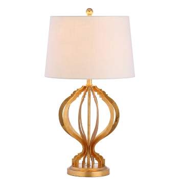 28.5" Metal Sebastian Trellis Table Lamp (Includes LED Light Bulb) Gold - JONATHAN Y