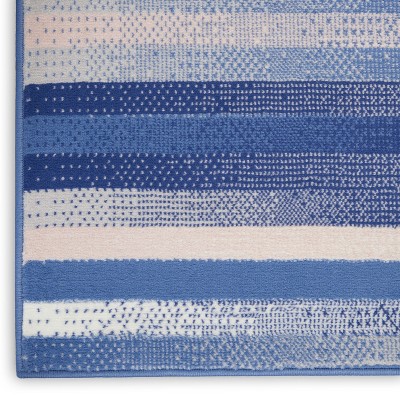 Whimsicle Blue Multicolor 8'4" x 11'6" Synthetic Stripe Rug
