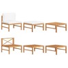vidaXL 3 Piece Patio Lounge Set with Cream Cushions Made of Fine Sanded Teak Hard Wood - Weather Resistant & Durable for Garden, Terrace, Patio Usage - 2 of 4