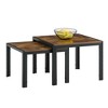 Nesting Coffee Table Set Of 2, Square Modern Stacking Table, With Tempered Glass Finish, Metal Frame, Nesting Coffee Table - 2 of 4
