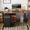 FUFU&GAGA Wooden Office Desk Computer Desk with Storage - Industrial Style Workstation with Drawers and Cabinets - 3 of 4