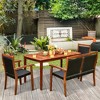 Tangkula 4PCS Patio Dining Set Acacia Wood  Rattan Furniture Set w/ Umbrella Hole - 2 of 4