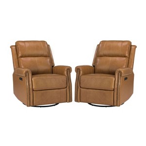 Set of 2 Lorenzo Genuine Leather Power Rocking Recliner | ARTFUL LIVING DESIGN - 1 of 4