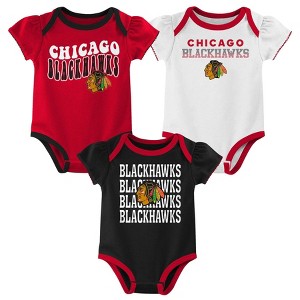 NHL Chicago Blackhawks Infant Girls' 3pk Bodysuits - 1 of 4