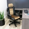 Elama High Back Adjustable Faux Leather Office Chair in Black and Brown - 2 of 4