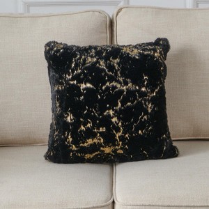 Luxury Chinchilla Faux Fur Gilded Black Pillow (22 In. x 22 In.) - 1 of 4