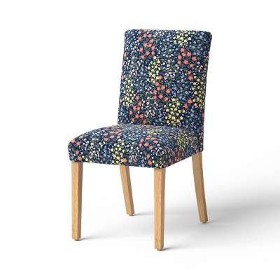 Rifle Paper Co. x Target Mayfair Armless Dining Chair Black: Floral Upholstered, Pine Frame, Cotton Fabric