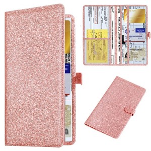 Anna-Kaci Glitter Travel Document Holder with Multiple Card Slots and Secure Closure 5x0.4x9.5 in - Mauve Pink - 1 of 4