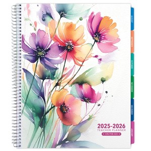 Global Printed Products Lite Teacher AY 2025-2026 Planner - 8.5"x11" (Rainbow Floral) - 1 of 4