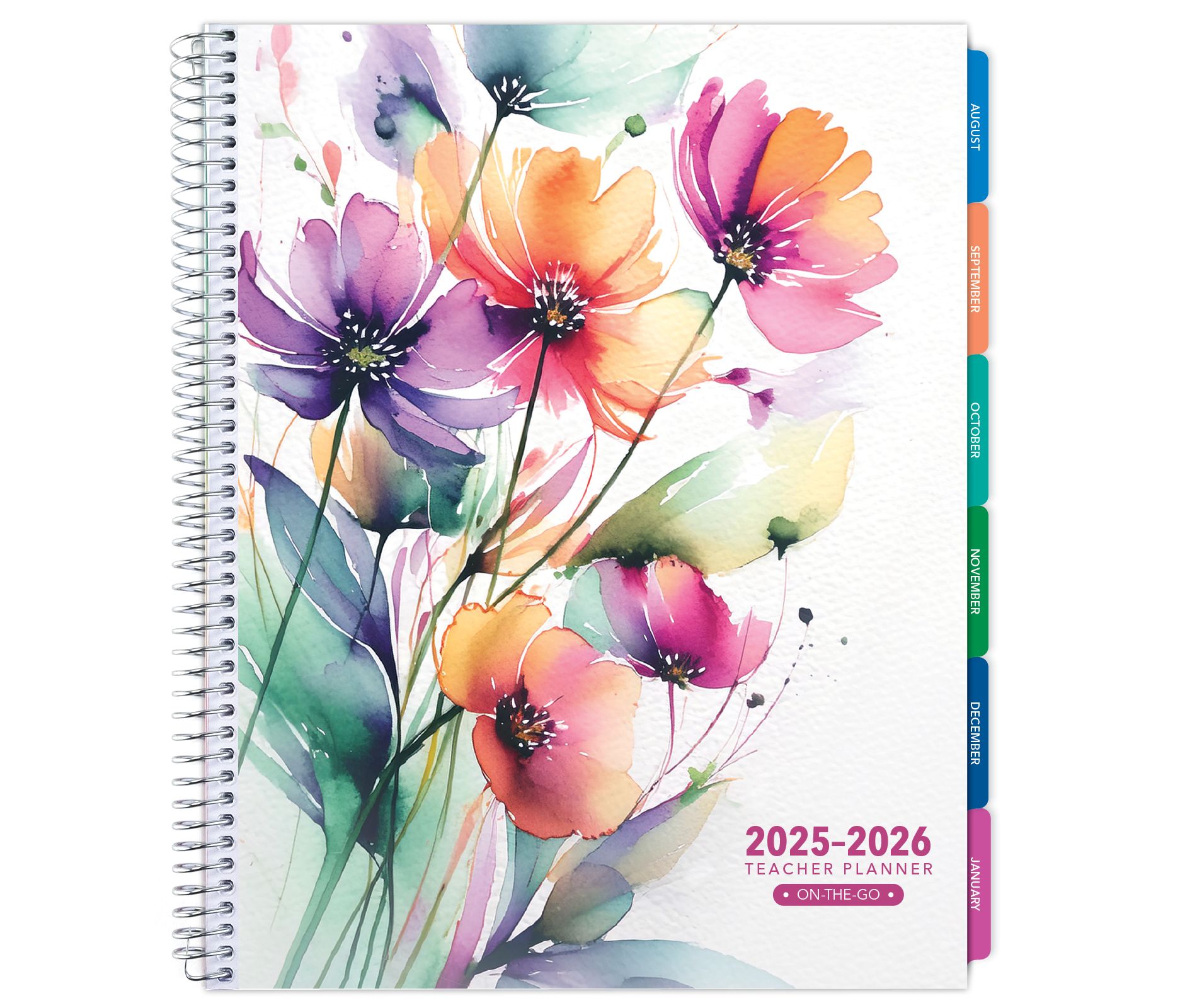 Global Printed Products Lite Teacher AY 2025-2026 Planner - 8.5"x11" (Rainbow Floral)