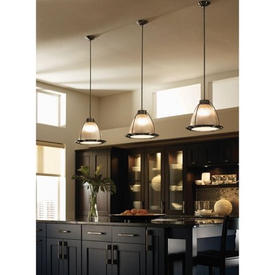 Brushed Nickel Mini Pendant with Clear Prismatic Glass Shade
