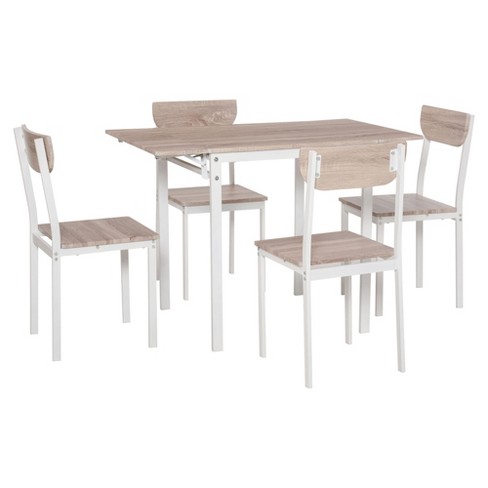 Homcom Modern 5 piece Dining Table Set For 4 With Foldable Drop