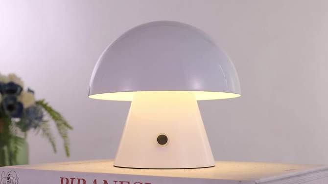7" Porcini Contemporary Bohemian Rechargeable/Cordless Iron Integrated LED Mushroom Table Lamp - JONATHAN YFeb, 2 of 12, play video