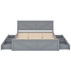 King/Queen Size Platform Bed with Four Storage Drawers and Support Legs, White/Gray-ModernLuxe - 4 of 4