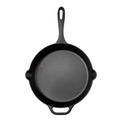 Victoria Seasoned Cast-Iron Everyday Skillet with Loop Handles, Black, 13