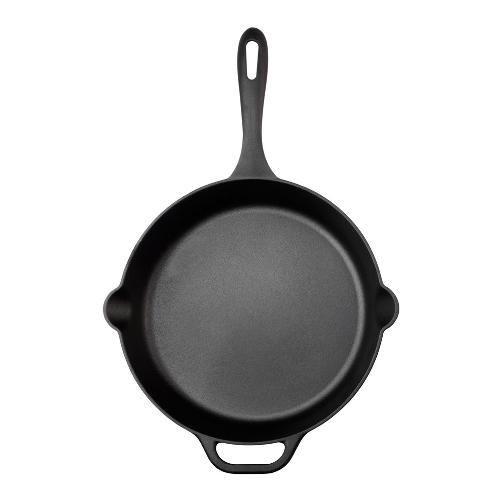 Photos - Pan Victoria Seasoned 12" Cast Iron Skillet with Double Loop Handles Black