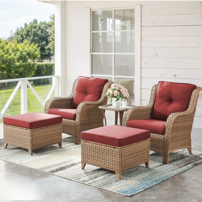 Gymojoy Outdoor Patio Chair Table with Ottoman High Back Club Chair
