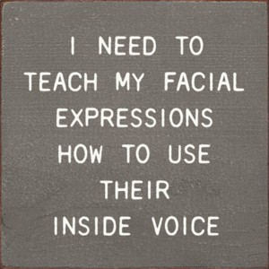Slickblue Funny Facial Expression Wood Sign – Inside Voice Quote – 7x7 Rustic Wall Decor, Color Options - 1 of 3