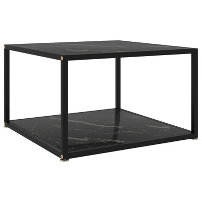 vidaXL Coffee Table Black Tempered Glass 23.6 x 23.6 x 13.8 in Square