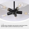 LamQee 3-Light Modern Drum Chandelier 2-Tier Semi-Flush Mount Pendant Light Fixtures with Fabric Lampshades - 4 of 4