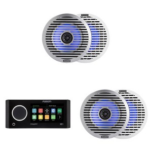 Kicker ( 2 Pair ) 51KM614FL 6.5-Inch (165mm) Thin-Mount Marine Coaxial Speakers with RGB LED, 4-Ohm, White & Silver Grilles Included , Bundled with... - 1 of 4