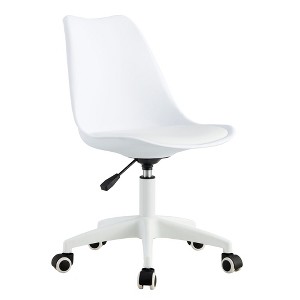 NicBex Adjustable Plastic Armless Swivel Office Chair for Gaming Work Study Vanity,Living Room,White - 1 of 4