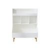 Sturdy white kids' bookcase with raised legs features toy storage shelves & book display space. - 4 of 4