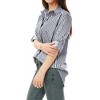 INSPIRE CHIC Women's Striped Button Down Roll-up Long Sleeves Point Collar Shirt - image 2 of 4