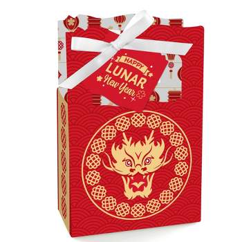 Big Dot of Happiness Lunar New Year - 2024 Year of the Dragon Favor Boxes - Set of 12