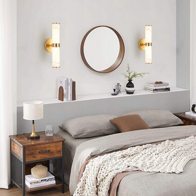 Golden and Elegant Resin Wall Sconce,Set of 2,Modern Vertical Light Fixture for Bathrooms, Hallways, and Bedrooms