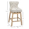 Cream White Elegant Bar Stool with Backrest, Set of 2, Nailhead Trim, Curved Backrest - 2 of 4