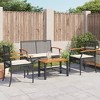 vidaXL Garden Lounge Set Black and Cream - 3 of 4