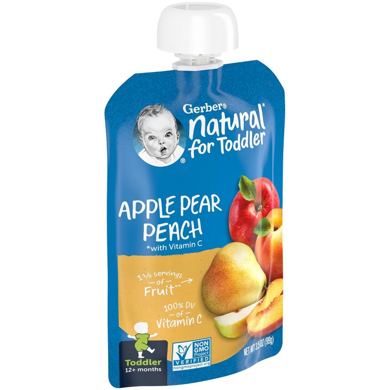 Gerber Toddler Apple Pear Peach Baby Food Pouch - 3.5oz, 2 of 12