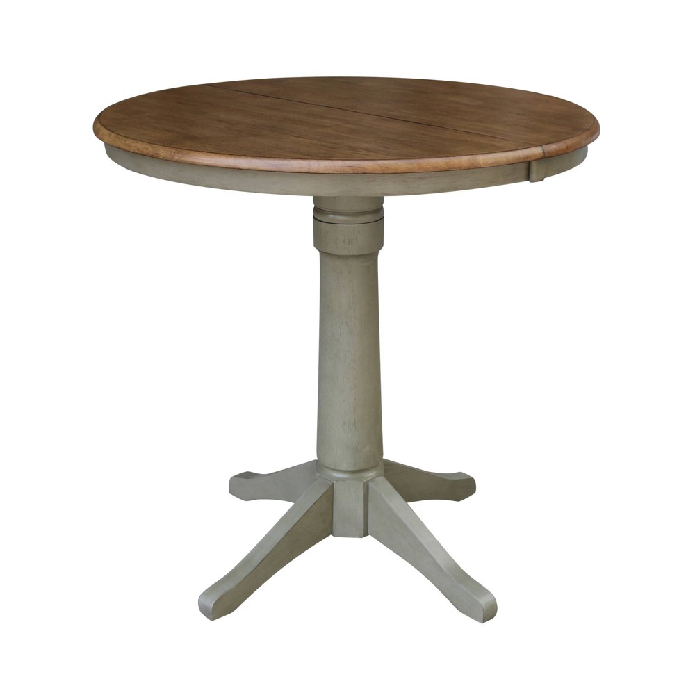 Photos - Dining Table 36" Magnolia Counter Height  with Leaf, Solid Wood - International Concepts: Seats 4, Pedestal Base